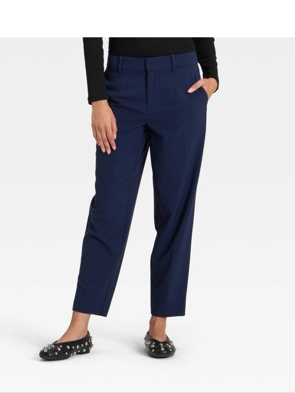A New Day Women's High-Rise Slightly Fitted Stretch Navy Blue